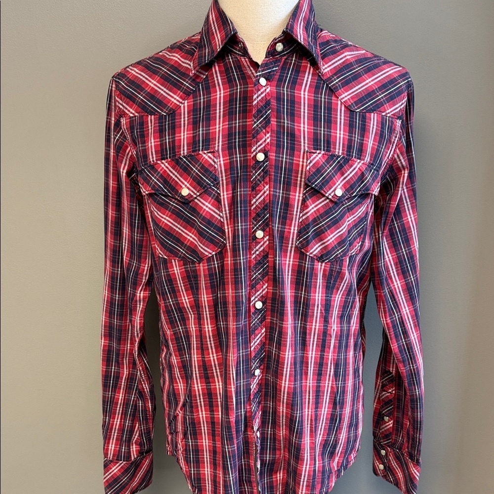 True Religion Plaid Western Shirt XL 100% Cotton